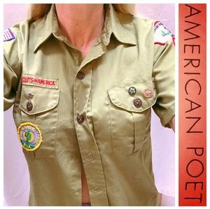 Vintage BOY SCOUT Uniform SHIRT w/badges & pins‼️